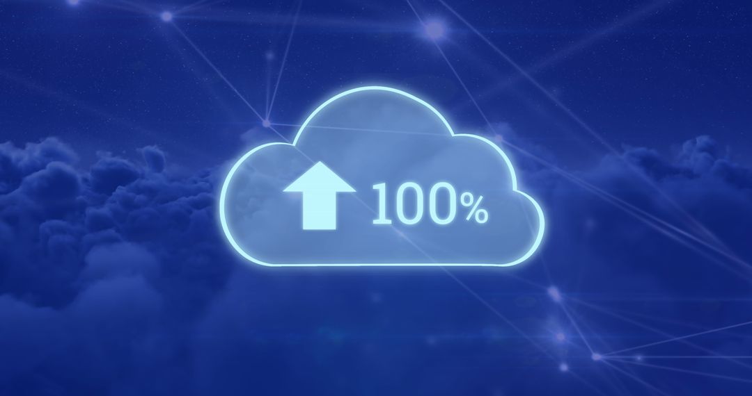 Cloud Computing Concept with 100 Percent Upload Symbol