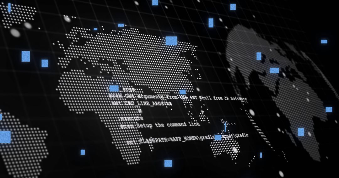 Digital World Map with Data Streams and Global Connectivity