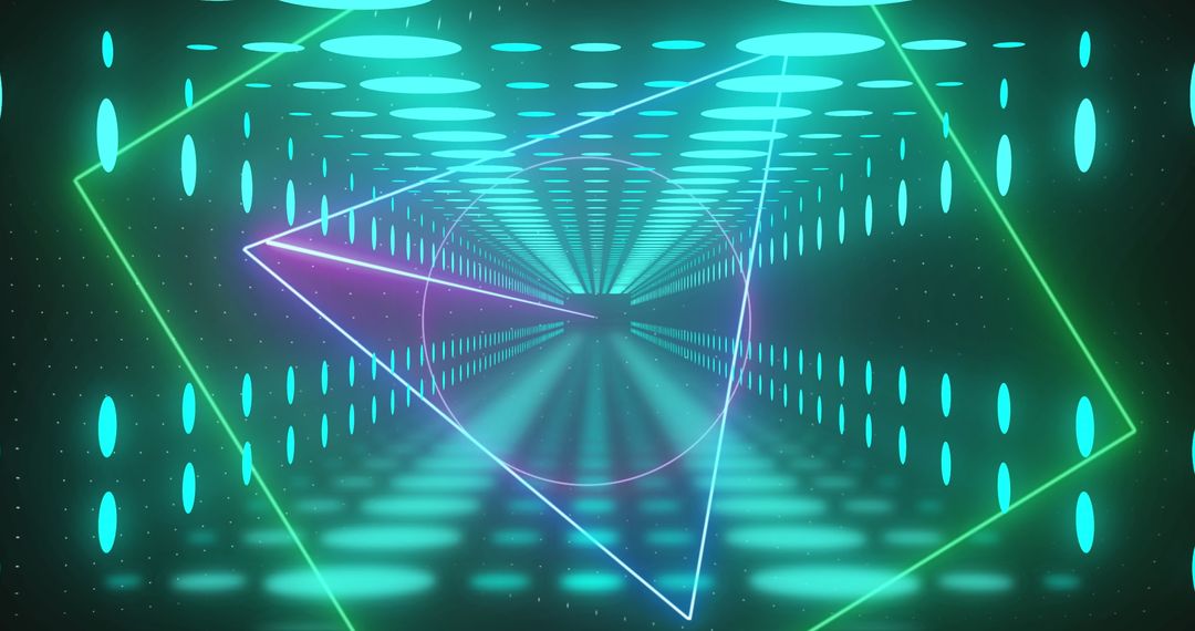 Futuristic Neon Tunnel with Abstract Geometric Shapes