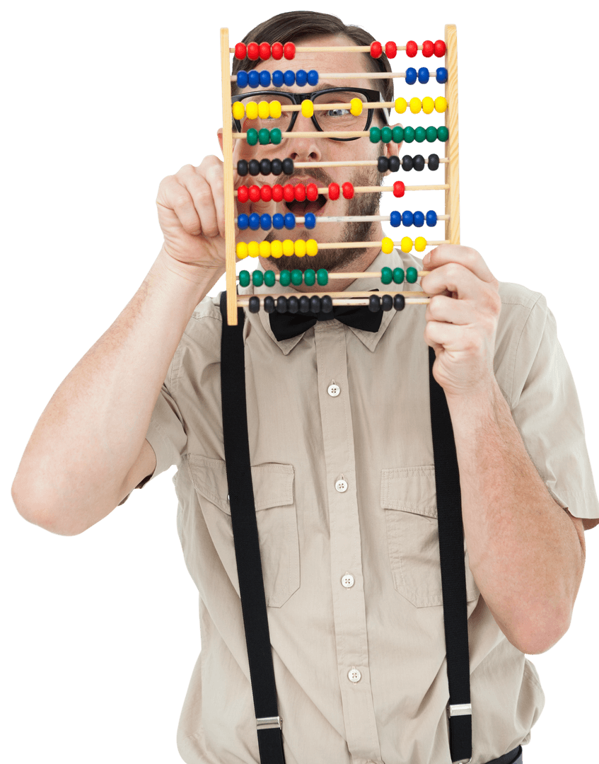 Geeky Hipster with Abacus Competent Calculating Transparent Image - Download Free Stock Images Pikwizard.com