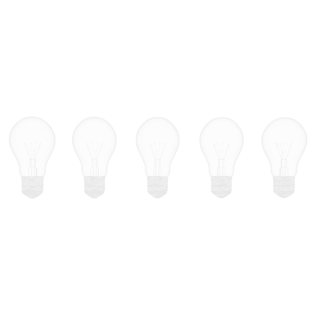 White Light Bulbs on Transparent Background for Creative Designs