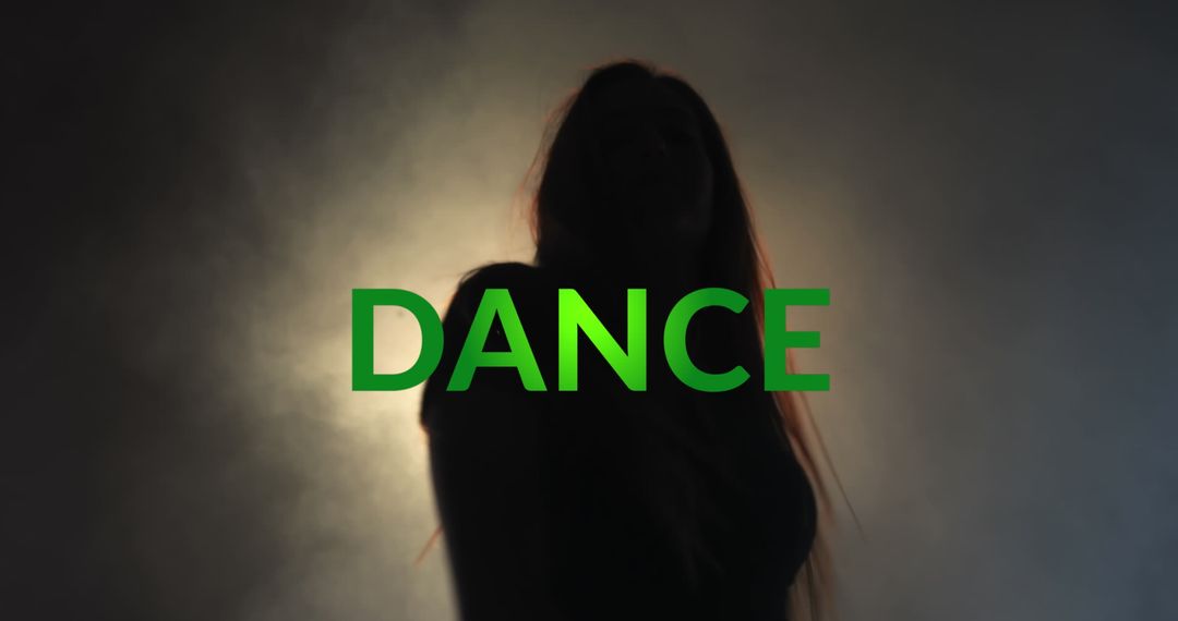 Silhouette of Woman Dancing with Vibrant Text Overlay