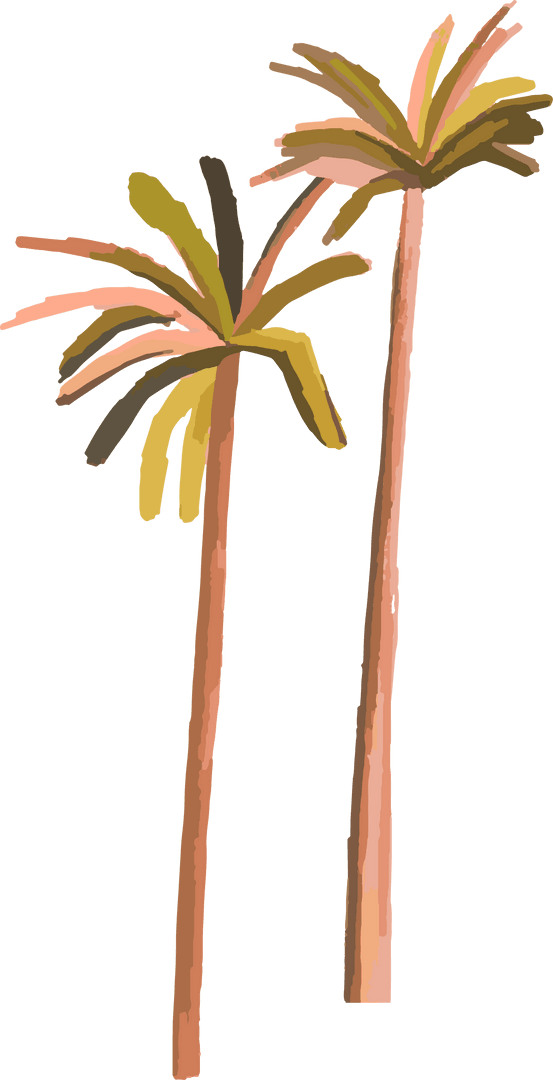 Minimalist Abstract Palm Trees Rising on Transparent Background