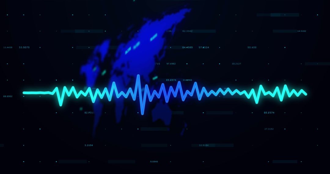 Digital World Map with Dynamic Financial Analysis Overlay