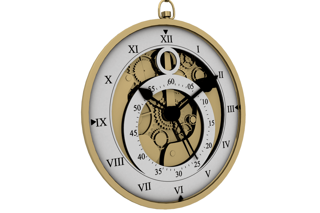 Transparent Antique Pocket Watch with Exposed Gears