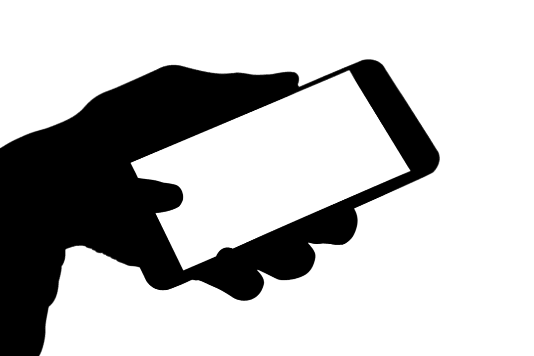 Silhouette of Hands with Smartphone on Transparent Background