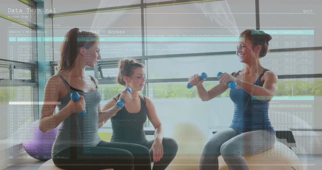 Team Fitness Training with Dumbbells in Modern Studio