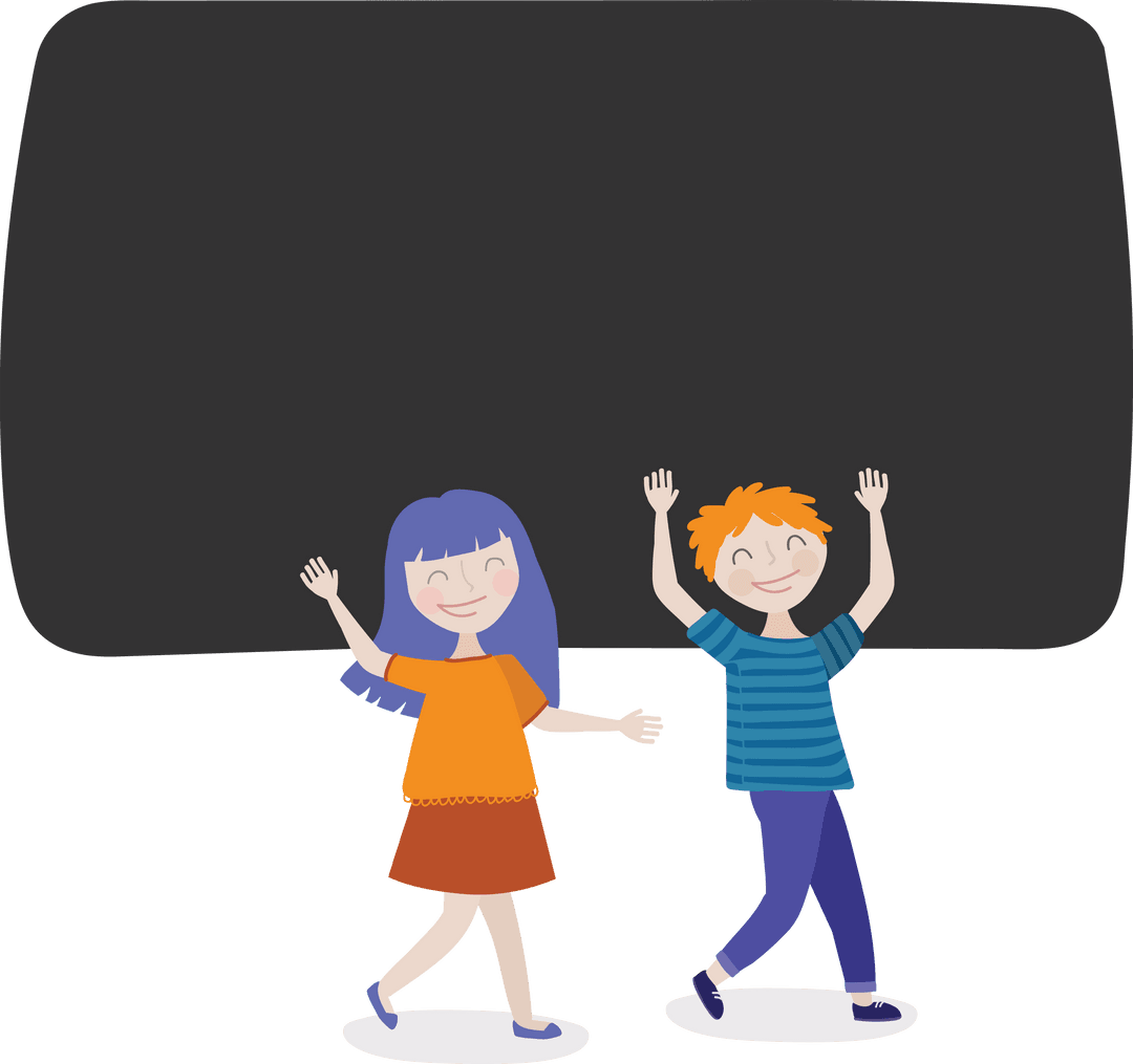 Transparent Illustration of Joyful Children Dancing Together