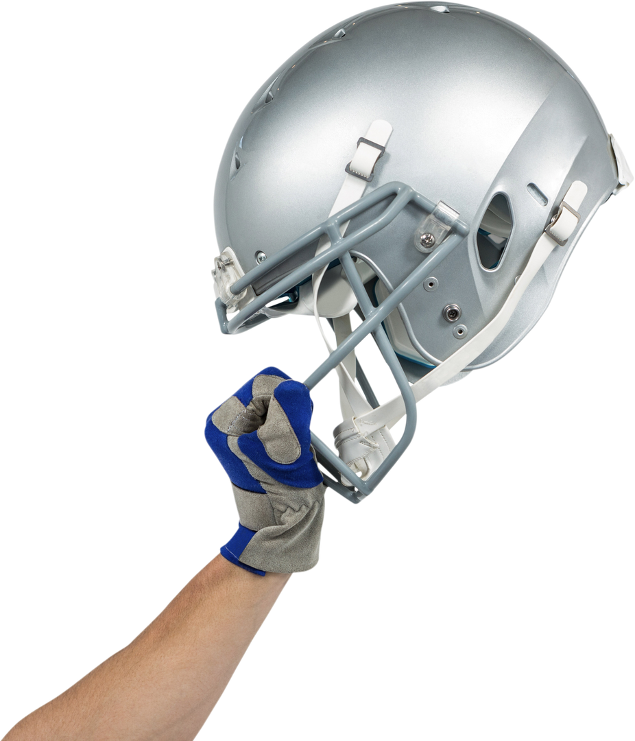 Transparent Hand of American Football Player Lifting Silver Helmet - Download Free Stock Images Pikwizard.com