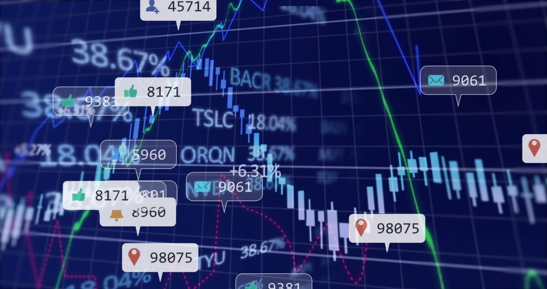 Dynamic Trading Dashboard on Digital Blue Grid Display