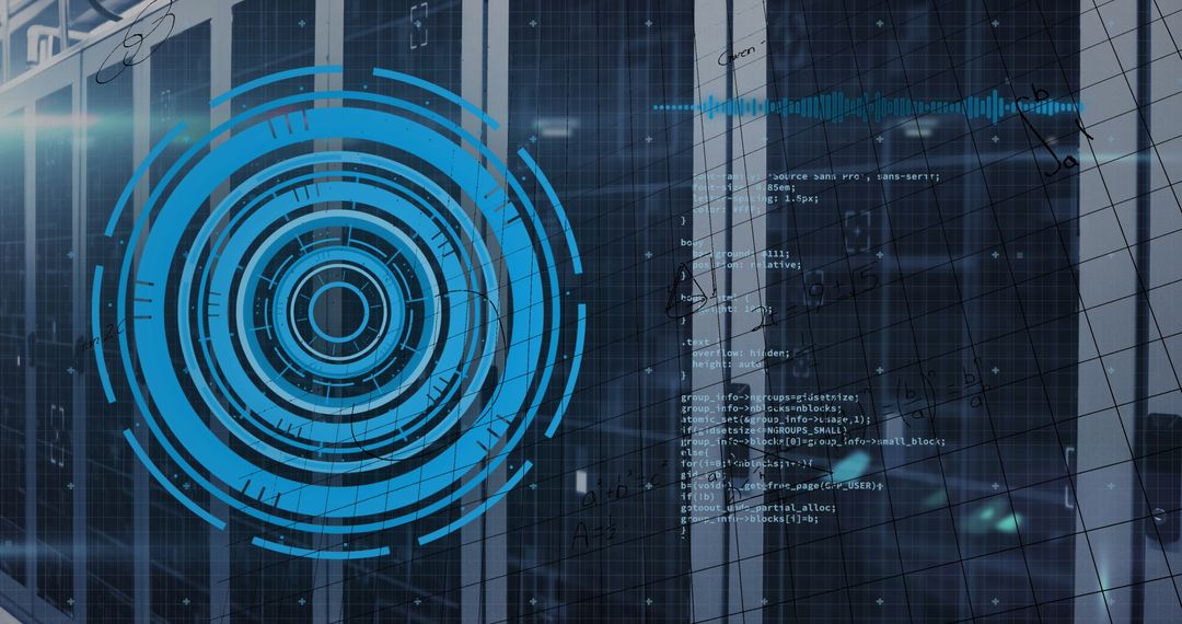 Futuristic Data Processing Concept in Server Room