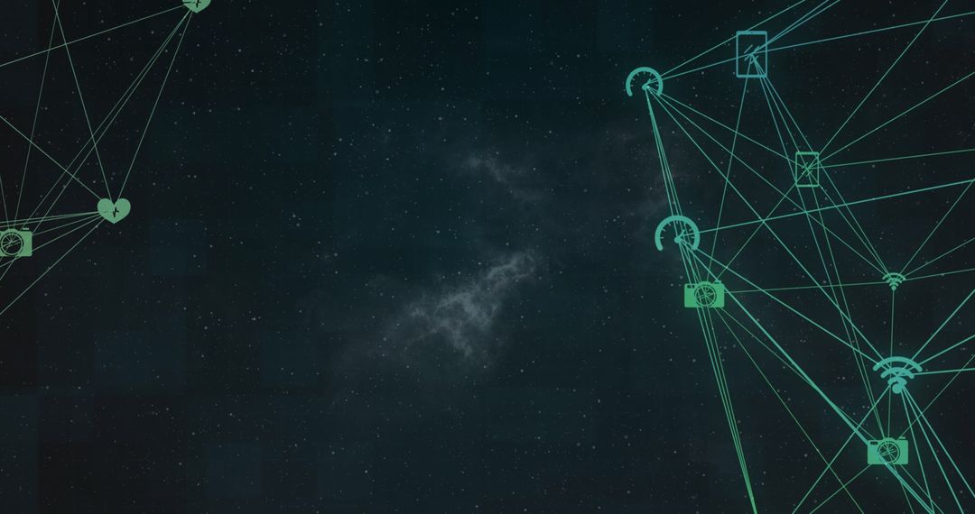Abstract Digital Network Against a Cosmic Backdrop