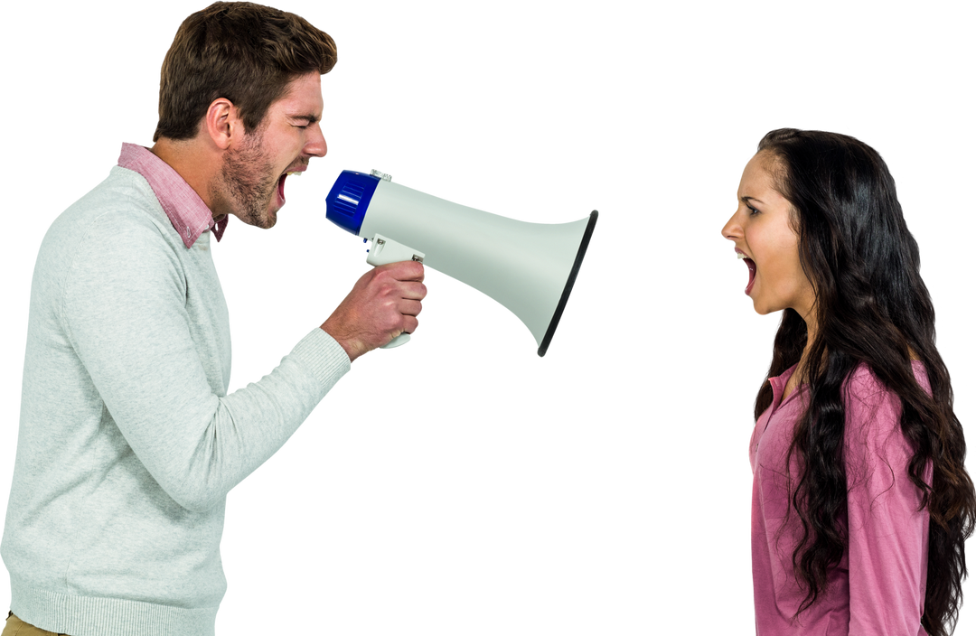 Couple Shouting with Megaphone Transparent Background - Download Free Stock Images Pikwizard.com