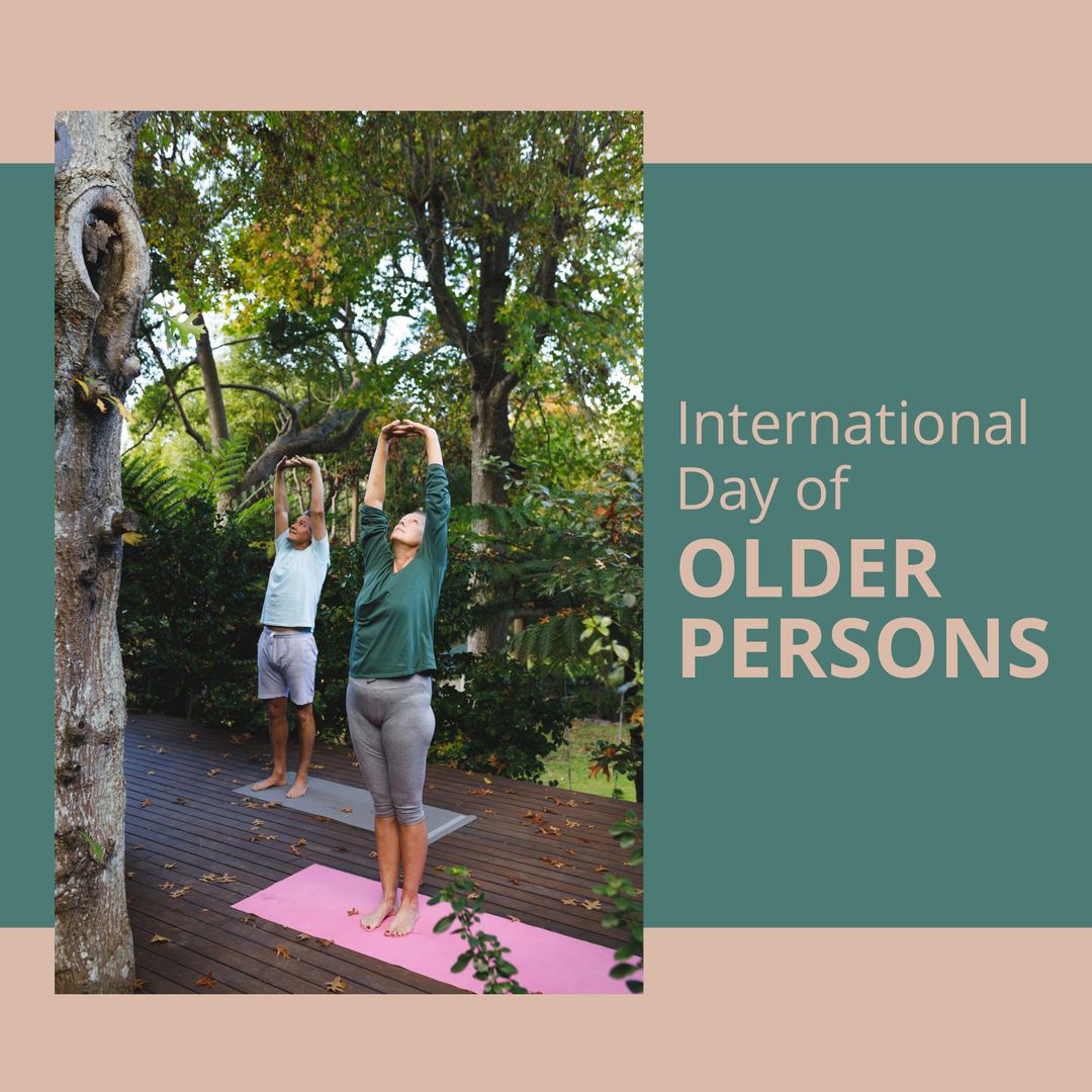 Senior Couple Practicing Yoga on International Day of Older Persons