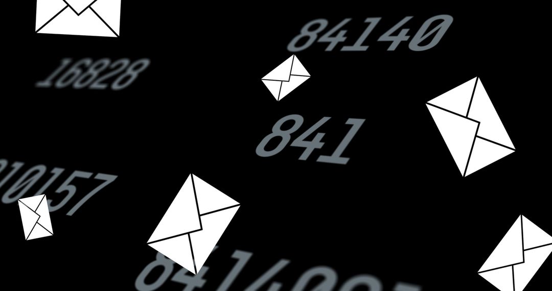 Digital Communication Icons with Rapid Numbers on Black Background