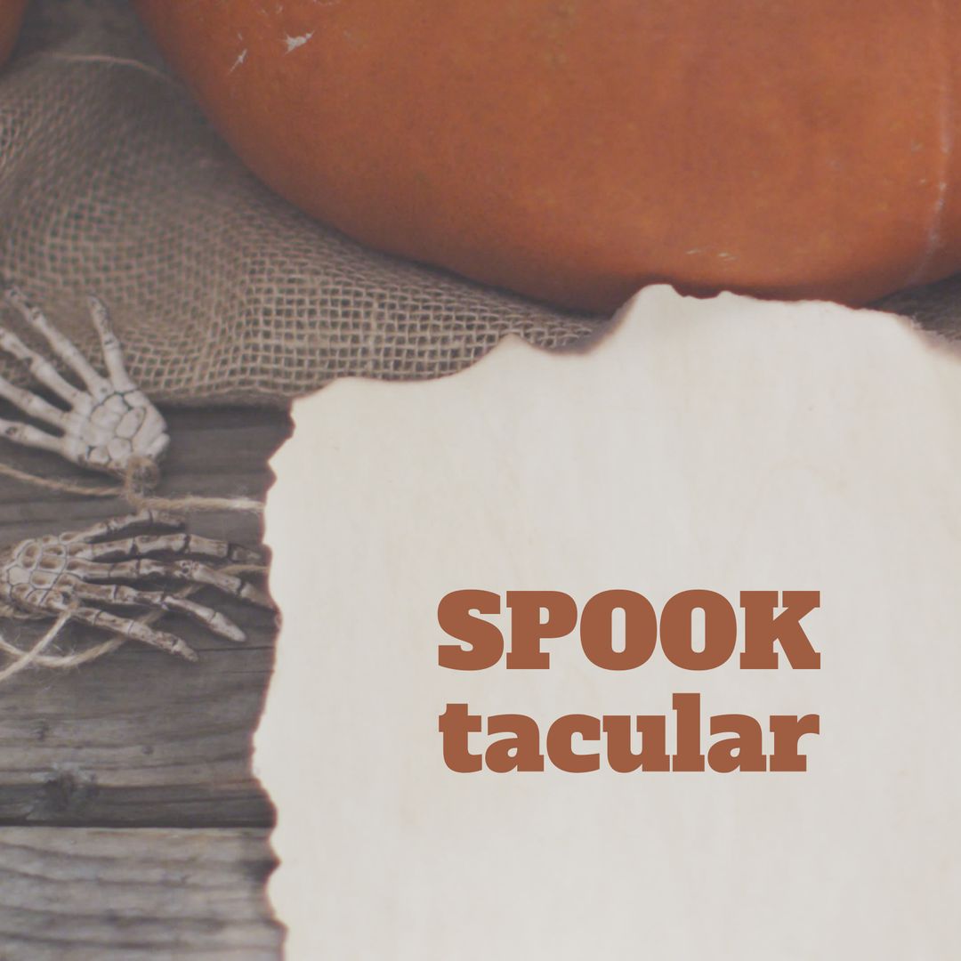 Spooktacular Halloween Celebration with Pumpkins and Skeleton Hands