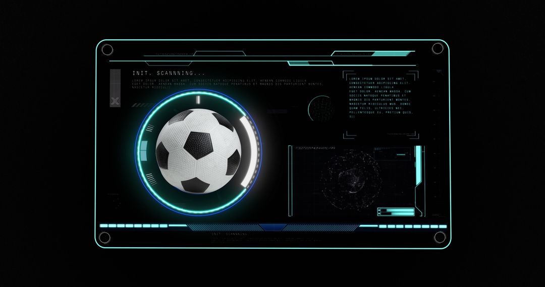 Futuristic Interface with Scanning Football Hologram