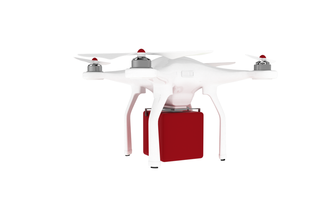 Digital PNG Illustration of Drone Holding Red Cube on Transparent Background - Download Free Stock Images Pikwizard.com