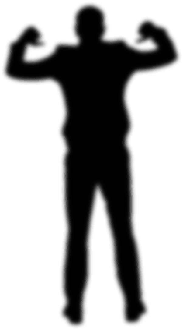 Silhouette of Muscular Man Flexing Transparent Background