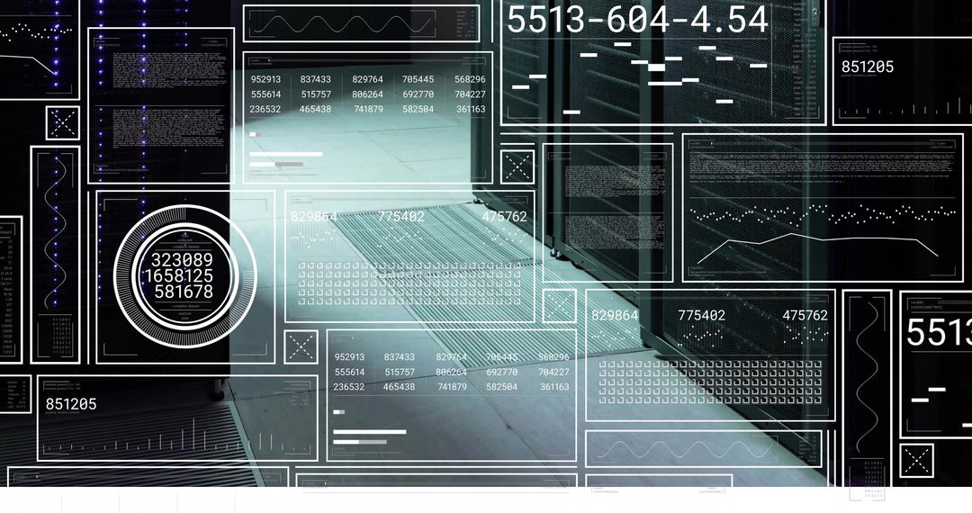 Futuristic Digital Data Processing Over Server Room