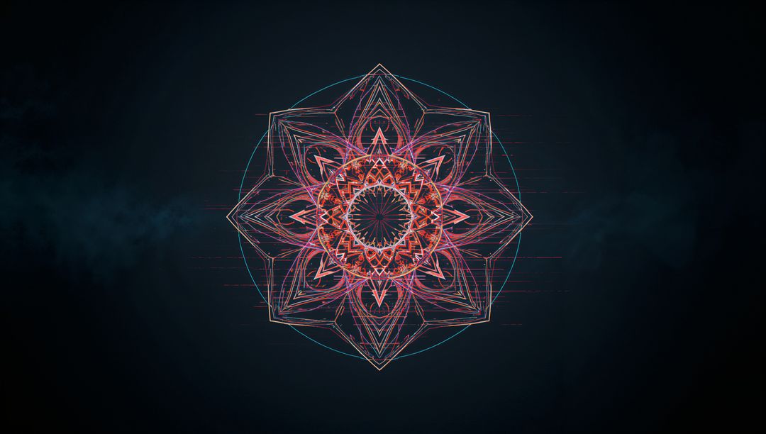 Glowing Neon Mandala with Futuristic Digital Art Design