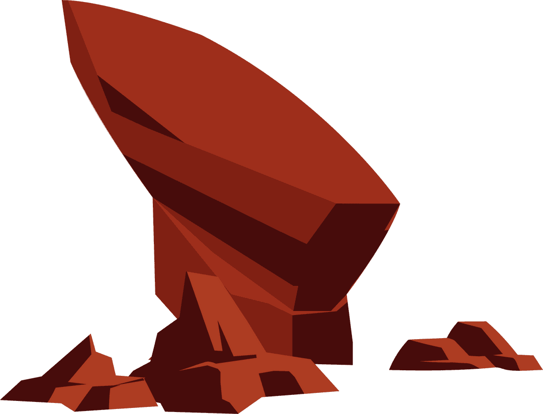 Abstract Polygonal Red Monolith on Transparent Background