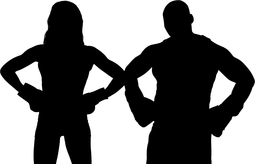 Transparent Silhouette of Boxing Competitors Sparring