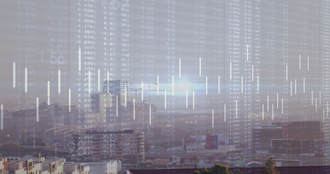 Financial Data Projections Over Urban Skyline