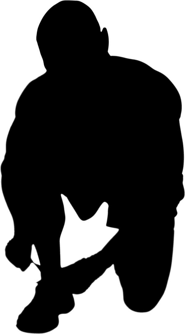Silhouette of Man Tying Shoes on Transparent Background
