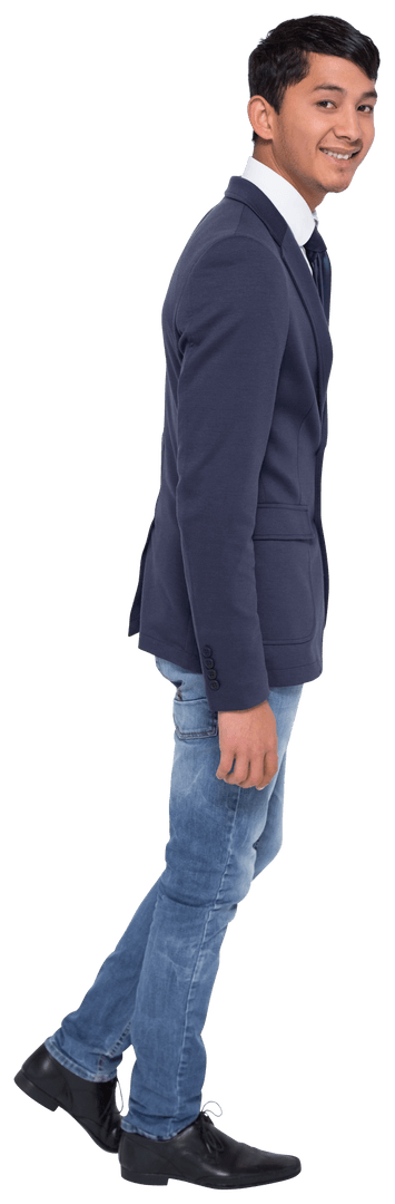 Caucasian Businessman Walking on Transparent Background