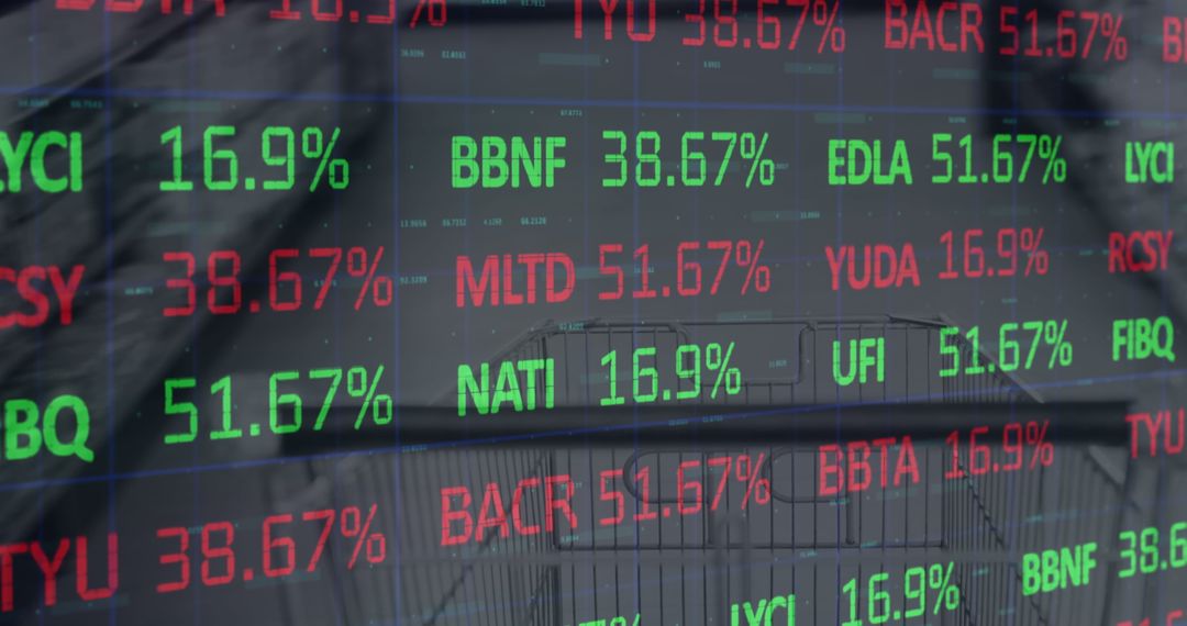 Financial Data Displayed on Shopping Cart Background