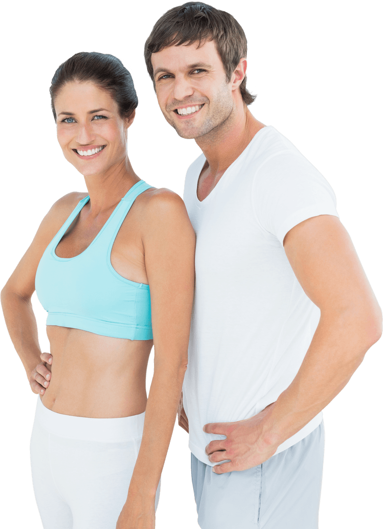 Transparent Couple Smiling Poses Happiness and Connection