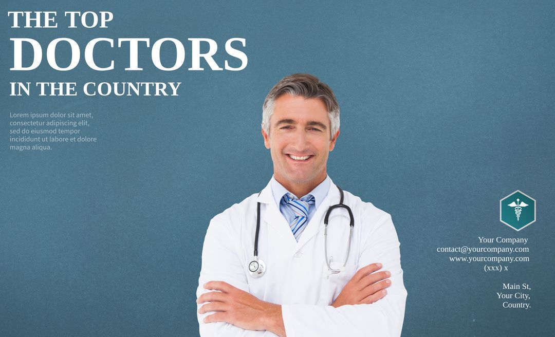 Professional Doctor Smiling in Healthcare Promotional Template