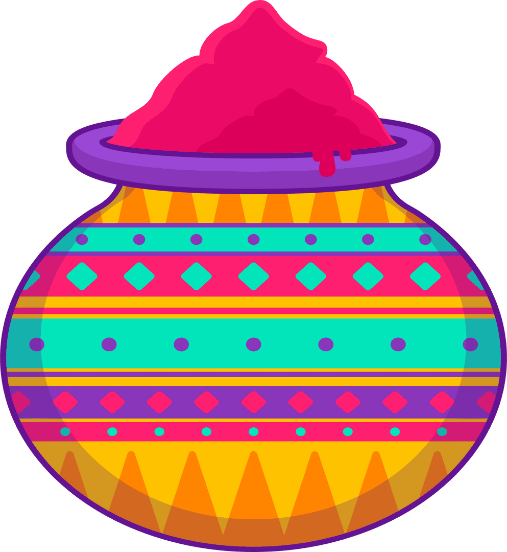 Vibrant Ceramic Pot Design with Magenta Powder Overflow