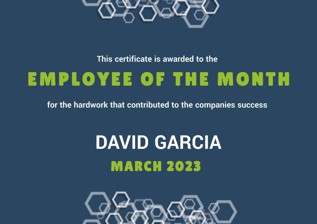 Employee of the Month Certificate with Hexagon Designs - Download Free Stock Templates Pikwizard.com