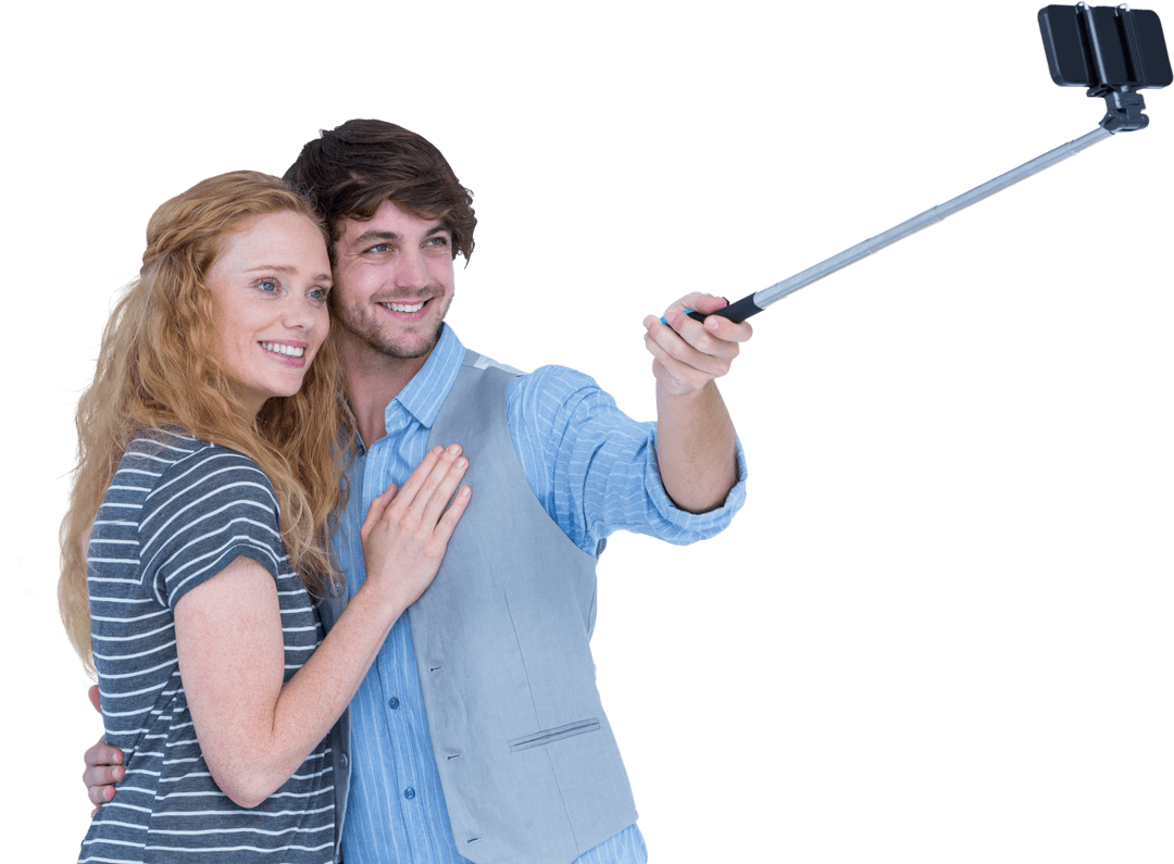 Smiling Couple Taking Selfie Transparent Background