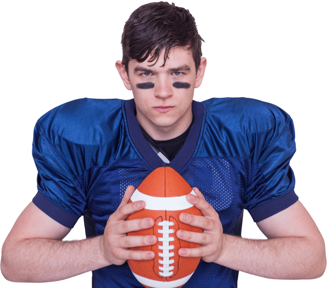 Portrait of a Determined American Football Player in Transparent Background