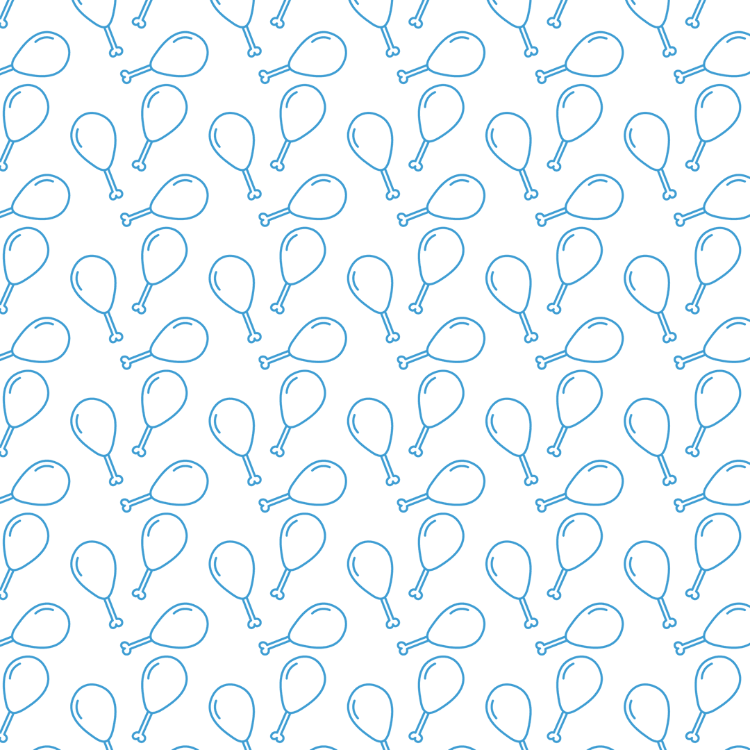 Seamless Blue Chicken Thigh Pattern on Transparent Background