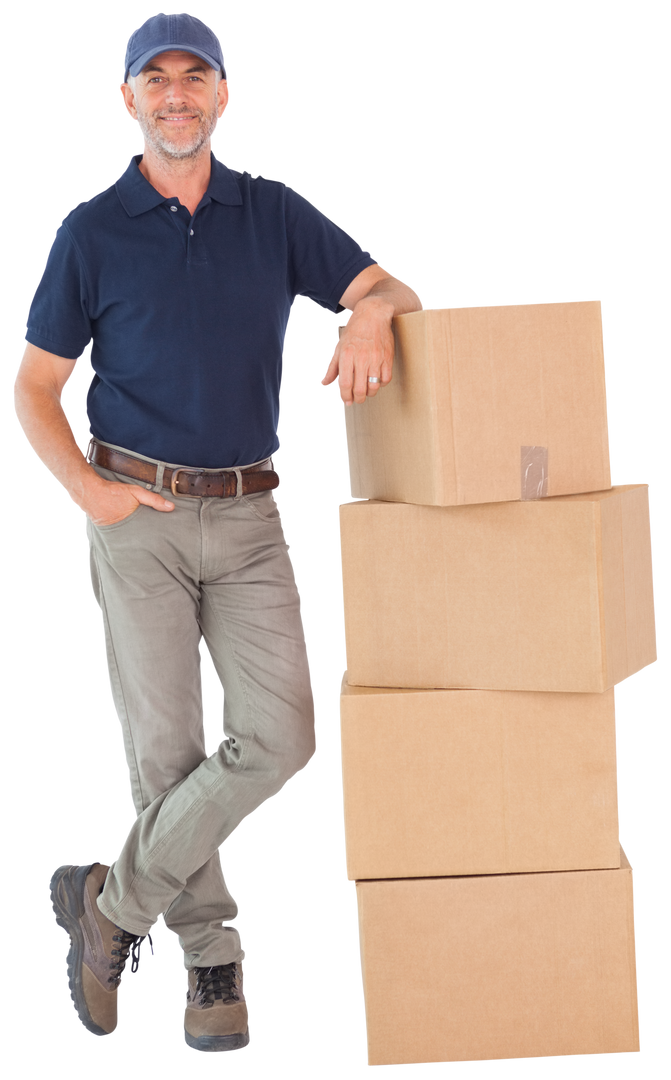 Transparent Background Delivery Man With Cardboard Boxes - Download Free Stock Images Pikwizard.com