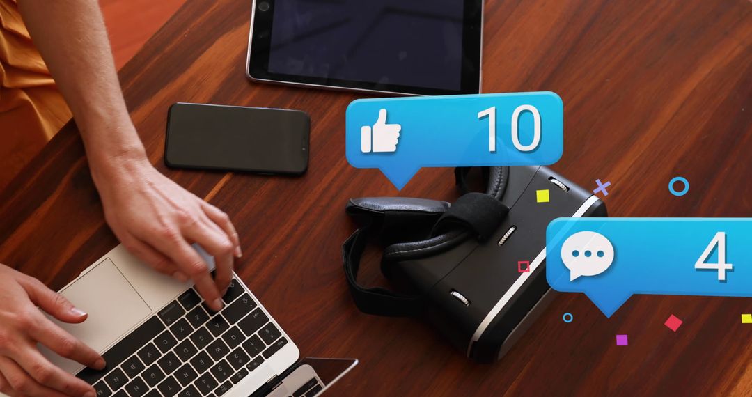 Social Media Interaction Overlay While Using Laptop