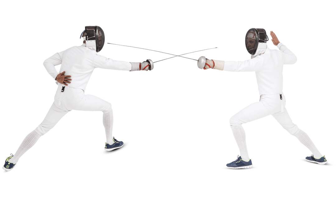 Diverse Swordsmen Competing on Transparent Background