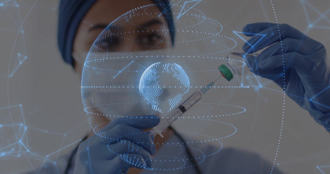 Healthcare Professional Using Advanced Technology for Vaccine Preparation