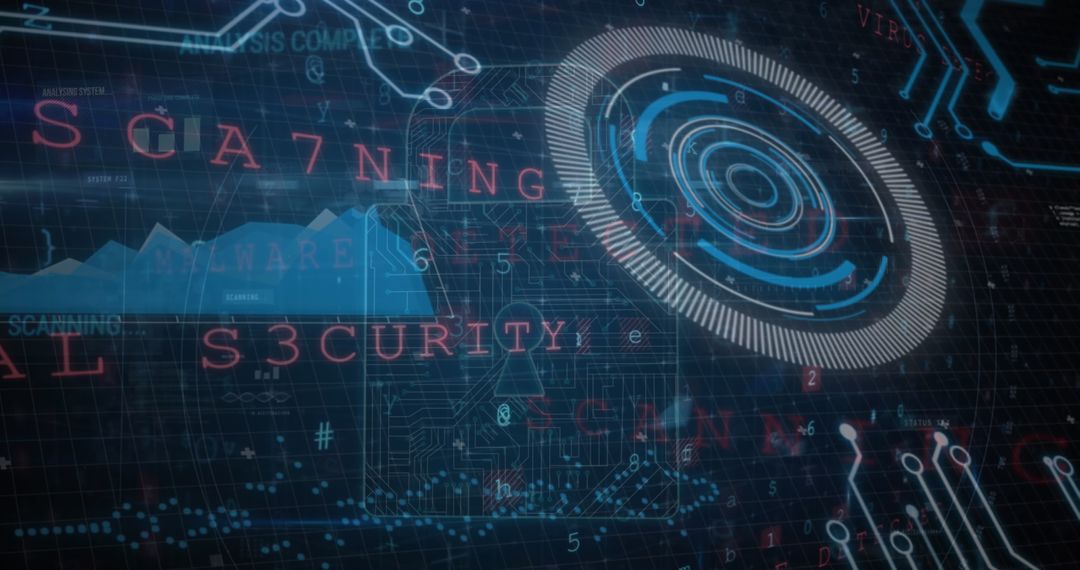 Futuristic Digital Interface with Cybersecurity Graphics