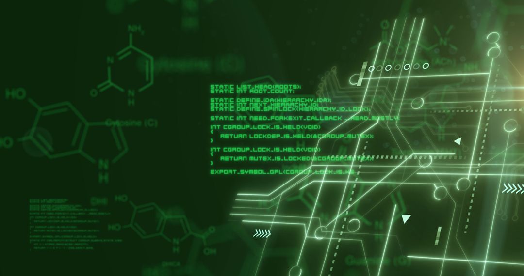 Digital Data Processing on Abstract Green Circuit Board