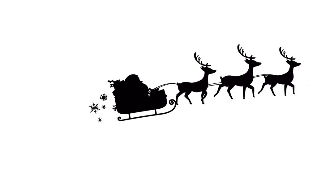 Santa Claus In Sleigh With Reindeer Silhouette Vector On White Background - Free Images, Stock Photos and Pictures on Pikwizard.com