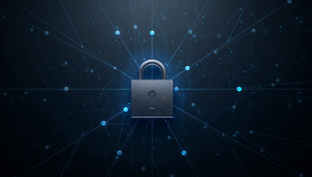 Digital Security With Futuristic Lock Icon in Cyber Network