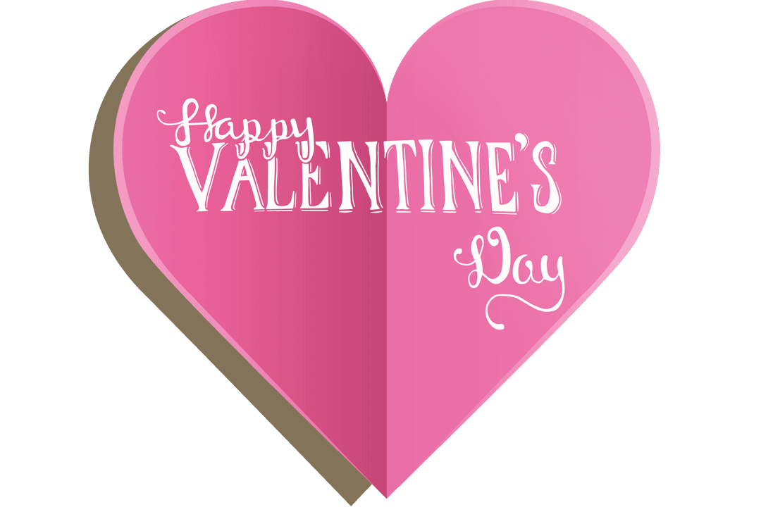 Pink Heart with Valentine's Greeting on Transparent Background