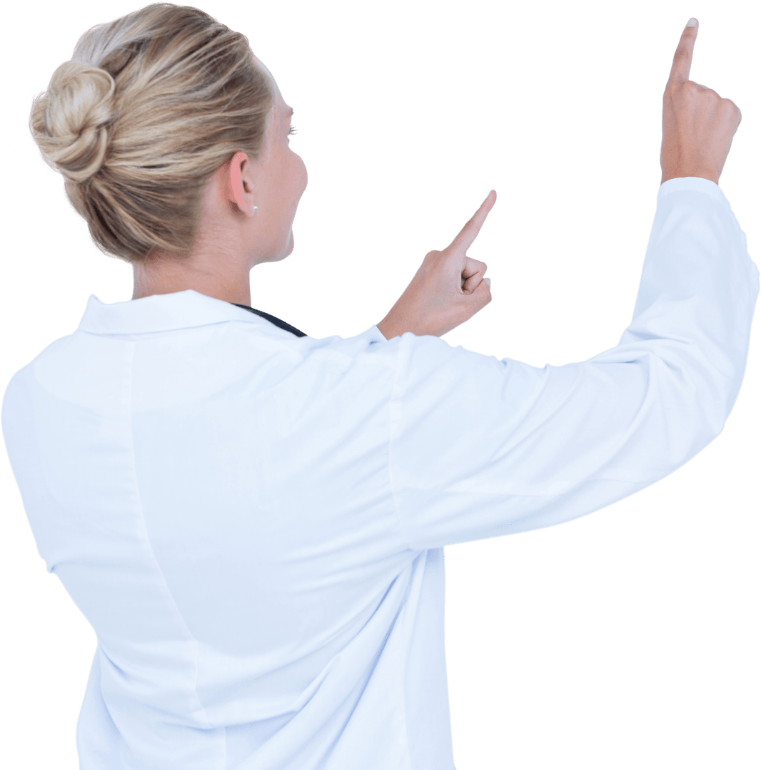 Female Doctor in White Coat with Transparent Background Gesture