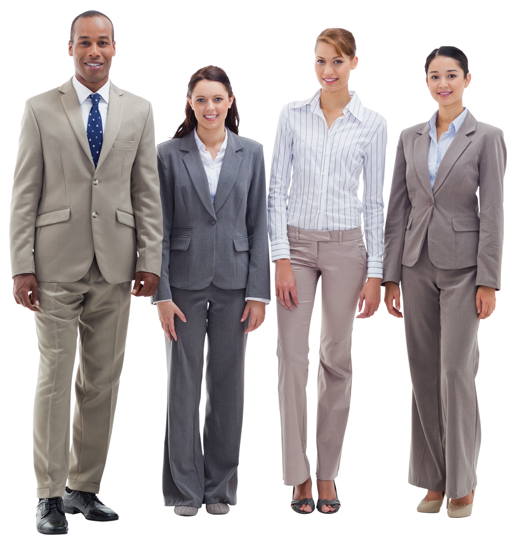 Transparent Business Team Smiling Side by Side in Professional Attire - Download Free Stock Images Pikwizard.com