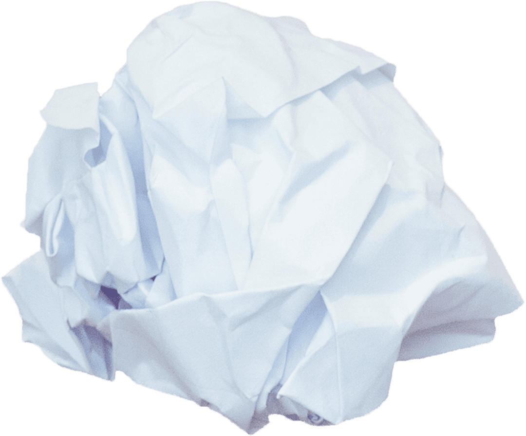 Crumpled White Paper Ball on Transparent Background for Design Concept